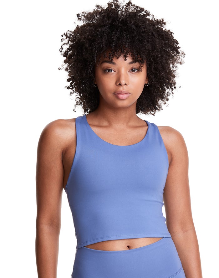 Champion Soft Touch Crop Tanktop Dames - Blauw - Belgie 8431QHMAK